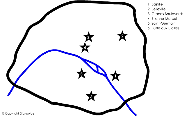 Bastille Belleville Grands Boulevards Etienne Marcel Saint-Germain Butte aux Cailles